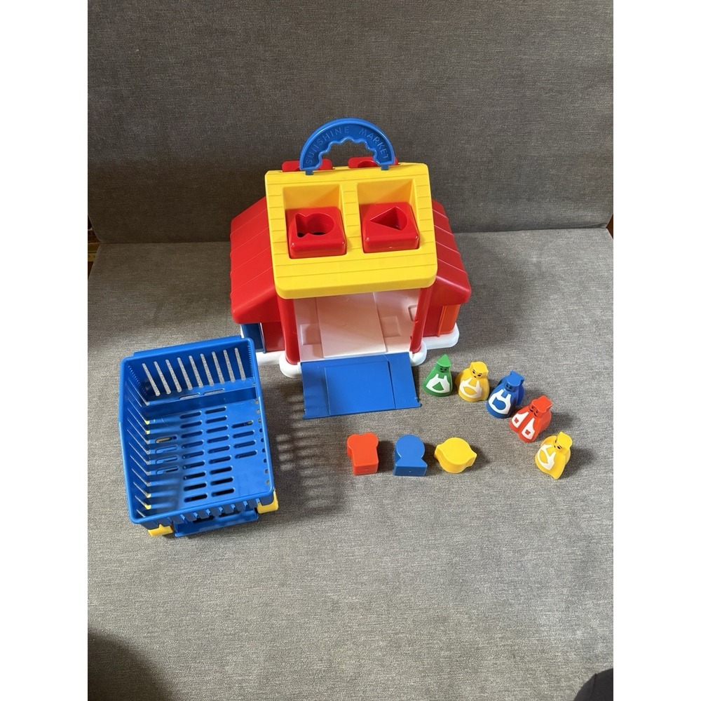 Vintage Discovery‎ Toys Sunshine Market With Shopping Cart And Shaped Pieces